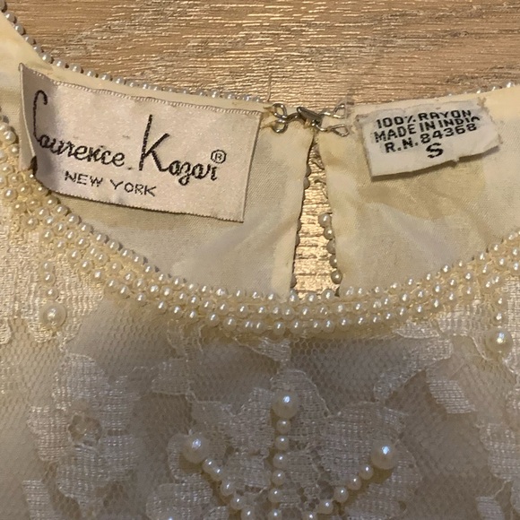 Laurence Kazar Ivory Sequin Lace Blouse Size S - Picture 3 of 3